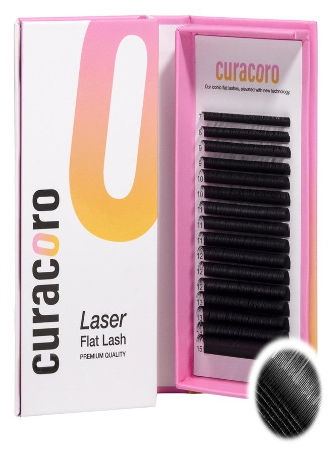 Curacoro Laser Flat Lash Extensions – Lightweight & Long-Lasting Flat Lashes with Laser-Enhanced Adhesion | True Black C, CC, D Curl 7–15mm Eyelash Extensions for Professionals - Image 1